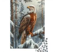 Bald Eagle Perched 1000 Piece Adult Jigsaws Bald Eagle in Snowy Woods Educational Games Suitable for Decompression 52x38cm 1000pcs