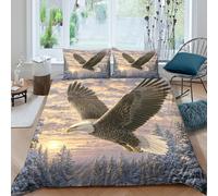 Bald Eagle Soaring Parure de Lit 3 pièces 3D Effet Microfibre résistante Nature Wildlife Art Housse de Couette avec Fermeture Éclair Facile d'entretien for Enfant Super King（260x220cm）