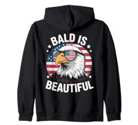 Bald is Beautiful Aigle Patriote Fierté USA Humour Sweat à Capuche