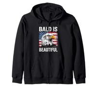 Bald is Beautiful American Bald Eagle 4th Of July US Flag Sweat à Capuche