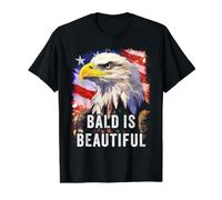 Bald is Beautiful - Epic American Flag USA with Eagle T-Shirt Graphique avec Valeur, Homme, Noir, M