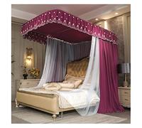 Baldaquin de lit Princesse pour Filles, à 4 poteaux d'angle avec Support en U, décoration de lit avec 3 Ouvertures et moustiquaire pour Lits King Size et Queen Size (Dimensions : 200 × 220 ×