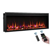 BALDERIA Atalanta 60 Pouces cheminée électrique, Noir | Cheminée encastrable, chauffage 1240/1500 W, effet de flamme 3D, effet crépitement, télécommande, minuterie, thermostat