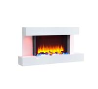BALDERIA cheminée électrique Aieda | Foyer électrique Mural avec Effet de Flammes 3D | Chauffage 2000W, éclairage LED | Cheminée à Fixation Murale avec télécommande, minuteur & Thermostat | Blanc