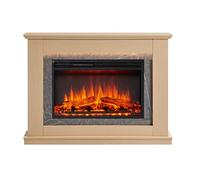 BALDERIA cheminée électrique Alexios | Foyer électrique sur Pieds avec Effet de Flammes 3D | Chauffage 2000W, éclairage LED | Cheminée de Sol avec télécommande, minuteur & Thermostat | Marron Clair