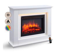 BALDERIA cheminée électrique autoportante Baldur | Foyer électrique sur Pieds avec Effet de Flammes 3D | Chauffage 2000W, éclairage LED | Cheminée de Sol avec télécommande, minuteur & Thermostat