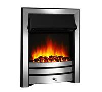 BALDERIA cheminée électrique Cosmo | Effet Flamme 3D | Chauffage électrique 2000W, crépitant | Cheminée encastrable avec télécommande, minuterie, Thermostat | Noir, Argent