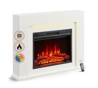 BALDERIA Cheminée électrique Finn-Design | Effet Flamme 3D, LED d’Ambiance, Chauffage 2000W, minuterie, Thermostat, démarrage, Protection surchauffe, télécommande | Nouveau Blanc