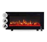 BALDERIA cheminée électrique Leif 36" | Foyer électrique Mural avec Effet de Flammes 3D | Chauffage 2000W, éclairage LED | Cheminée encastrable avec télécommande, minuteur & Thermostat | Noir