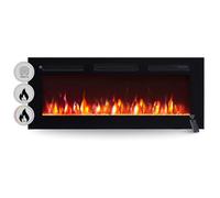 BALDERIA Cheminée électrique Leif 40 Pouces, électrique 3 en 1, Noir | Cheminée sur pied, murale ou encastrable, flamme 3D, chauffage 1800 W, télécommande, minuterie et thermostat
