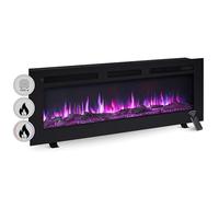 BALDERIA Cheminée électrique Leif 50 Pouces, Noir, Flamme 3D, 3 en 1 | Cheminée sur pied, murale ou encastrable, chauffage 1800 W, télécommande, minuterie et thermostat