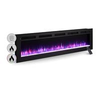 BALDERIA Cheminée électrique Leif 70 Pouces Noir | Cheminée murale ou encastrable, effet de flamme 3D, chauffage 1800 W, télécommande, minuterie, thermostat