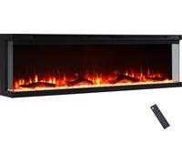 BALDERIA Cheminée électrique Orson 60" | Cheminée électrique murale/encastrable, effet de flammes LED 3D, intensité variable, cheminée avec chauffage puissance 1800 W, minuterie, thermostat, télécomma