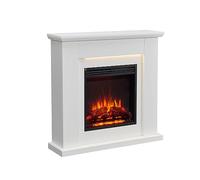 BALDERIA cheminée électrique Pandora - Cheminée électrique avec Chauffage 1000/2000 W, Effet de Flammes 3D, éclairage LED, télécommande, minuteur, Thermostat - Blanche