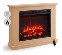 BALDERIA cheminée électrique Phanos | Foyer électrique sur Pieds avec Effet de Flammes 3D | Chauffage 2000W, éclairage LED | Cheminée de Sol avec télécommande, minuteur & Thermostat | Marron Clair