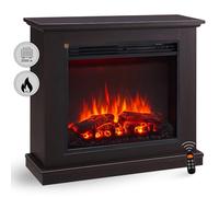 BALDERIA cheminée électrique Phanos | Foyer électrique sur Pieds avec Effet de Flammes 3D | Chauffage 2000W, éclairage LED | Cheminée de Sol avec télécommande, minuteur & Thermostat | Marron foncé