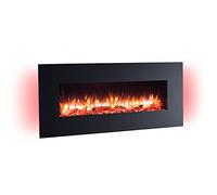 BALDERIA cheminée électrique Vanadis| Foyer électrique Mural avec Effet de Flammes 3D | Chauffage 2000W, éclairage LED | Cheminée encastrable avec télécommande, minuteur & Thermostat | Noir