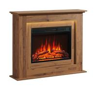 Cheminée électrique BALDERIA Finn - Cheminée sur pied, chauffage 2000 W - Chêne foncé