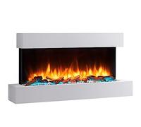 BALDERIA Ignis cheminée électrique Murale, Blanc | Cheminée électrique murale, flamme 3D, chauffage activable, télécommande, minuterie et thermostat