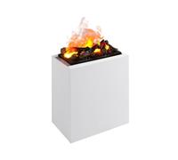 BALDERIA Ikaros cheminée électrique, Colonne sur Pied, Blanc, Plate | Illusion de flamme LED Optimyst, brume d'eau, son crépitant, bûches, vue des flammes à 360°, meuble cheminée, télécommande