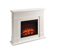 BALDERIA Leandros cheminée électrique avec Manteau de cheminée Blanc | Effet de flamme 3D, chauffage électrique 1000/2000 W, éclairage LED, télécommande, minuterie, démarrage programmé, thermostat
