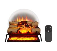 BALDERIA Lily Insert de cheminée électrique, Noir, bûches en Bouleau Blanc | Effet flamme 3D, chauffage 1000/2000 W, éclairage LED, télécommande, thermostat, effet crépitement