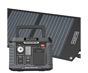 BALDERIA Power Set PS300-60 | Station d’alimentation portable 231Wh + panneau solaire 60W | Stockage d'énergie avec prise 230V USB | Alimentation mobile pour le travail, camping et caravanes