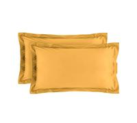 Baldiflex - Taies d'oreiller Housses de Coussin 100 % Coton Percale, 50 x 80 cm, Jaune Moutarde