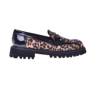 Baldinini, Femme, Chaussures, Multicolore, Taille: 36 1/2 EU Black leather and leopard print suede loafers