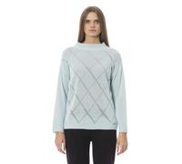 Baldinini, Femme, Pulls, Bleu, Taille: 40 FR Pull chic bleu clair avec encolure volcanique