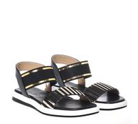 Baldinini Femme Sandal Mirror Elastic Black and Platinum Ballerines, Multicolore, 39 EU