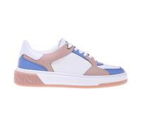 Baldinini - Nude leather and light blue fabric trainer - Femme - Chaussures - Multicolore - Taille: 37 EU