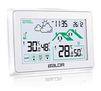BALDR Station Meteo Interieur Exterieur Sans Fil, Horloge Umérique DCF Thermomètre Intérieur Avec Prévisions Météo de Ventilation et Rétro-éclairage