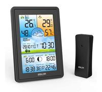 BALDR Station météo sans fil avec capteur extérieur | Écran couleur | 3 canaux | Thermomètre hygromètre numérique pour l'intérieur et l'extérieur | Prévisions météorologiques | Date et heure