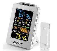 BALDR Station météo sans fil avec double prévisions 1H et 12H, rechargeable par USB, thermomètre pour l'intérieur et l'extérieur, pour la terrasse à la maison, blanc