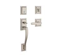 Baldwin Prestige Torrey Pines Low Profile Single Cylinder Handleset with Torrey Lever Featuring SmartKey in Satin Nickel