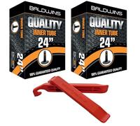 Baldwins Lot de 2 chambres à air pour vélo 24 x 1,75 à 2,125 valve Schrader et levier de pneu Baldy's