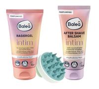 Balea Gel à raser intime 150 ml + baume après-rasage intime Balea 100 ml + brosse de massage du cuir chevelu pour la croissance des cheveux et la circulation sanguine