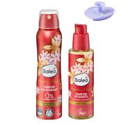 Balea Glamorous Moment Lot de 2 Déodorants Spray 150 ml + Huile Corps Glamorous Moment 100 ml + Bonus 1× Éponge Silicone