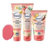 Balea intim Tropic Lot de 3 : Crème dépilatoire intim Tropic 100 ml + Exfoliant intime Tropic 100 ml + Baume post-traitement Tropic 150 ml + Bonus : éponge silicone pour une peau lisse et soignée
