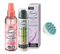Balea Kit complet de 3 pièces - Spray sèche-cheveux Blow Dry - 150 ml + sérum pour cheveux Plex Care 50 ml + brosse de massage pour cuir chevelu