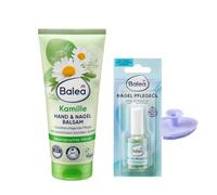 Balea Lot de 2 baumes mains et ongles à la camomille (100 ml) + huile de soin des ongles (10 ml) + éponge silicone bonus