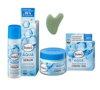 Balea Lot de 2 - Crème Visage Gel Aqua 50ml + Sérum Aqua Hydratant 30ml + Bonus Eponge Silicone