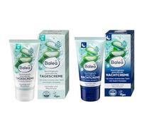 Balea Lot de 2 crèmes de jour et de nuit pour peaux normales et mixtes avec 10 % d'aloe vera hydratante avec hydrocomplexe pour un teint éclatant, végétalien
