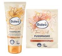 Balea Lot de 2 - Peeling Pieds Feel Well Litsea Cubeba 100ml + Masque Pieds Feel Well Litsea Cubeba & Huile de Noyau d'Abricot 15ml + Bonus 1x Eponge Silicone