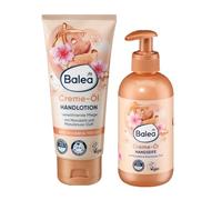 Balea Lot de 2 - Savon liquide crème à l'huile d'amande et parfum noix de marulan 300 ml + lotion pour les mains 100 ml + éponge en silicone bonus