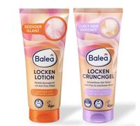 Balea Lot de 2 soins pour boucles : lotion et gel crunch pour cheveux bouclés, effet anti-frisottis, boucles définies, rebond flexible et brillance naturelle, méthode de coiffage curly hair