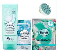 Balea Lot de 3 lotions de soin à l'acide hyaluronique 200 ml + masque visage à l'acide hyaluronique (2 x 8 ml), 16 ml + coussinets pour les yeux Hydrogel à l'eau de cactus (1 paire), 2 brosses de