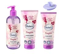 Balea Lot de 3 - Savon Liquide Doux Fairytale (300ml) + Crème Mains Fairytale (100ml) + Crème Pieds Fairytale (100ml) + Bonus Eponge Silicone