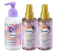 Balea LOT DE 3 SOINS CHEVEUX - JOYFUL TIMES FLEUR-Fruité Hydratant Douceur & Brillance 200 ml + Spray Anti-frisottis ORIENTAL MAGIC Soin Intense 2 x 150 ml (500 ml)